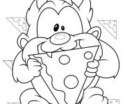 Coloriage Bébé Taz aime le Pizza