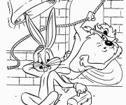 Coloriage et dessins gratuit Looney Tunes Bugs et Taz à imprimer