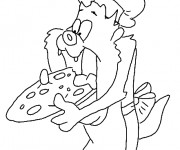 Coloriage Taz avale le pizza