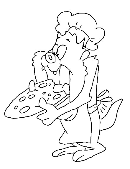 Coloriage et dessins gratuits Taz avale le pizza à imprimer