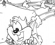 Coloriage Taz bébé sur sa trottinette disney