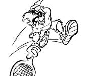 Coloriage Taz joue au Tennis