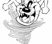 Coloriage Taz se pr&eacute;cipite en ligne