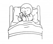 Coloriage et dessins gratuit Tchoupi et Doudou sur son lit à imprimer