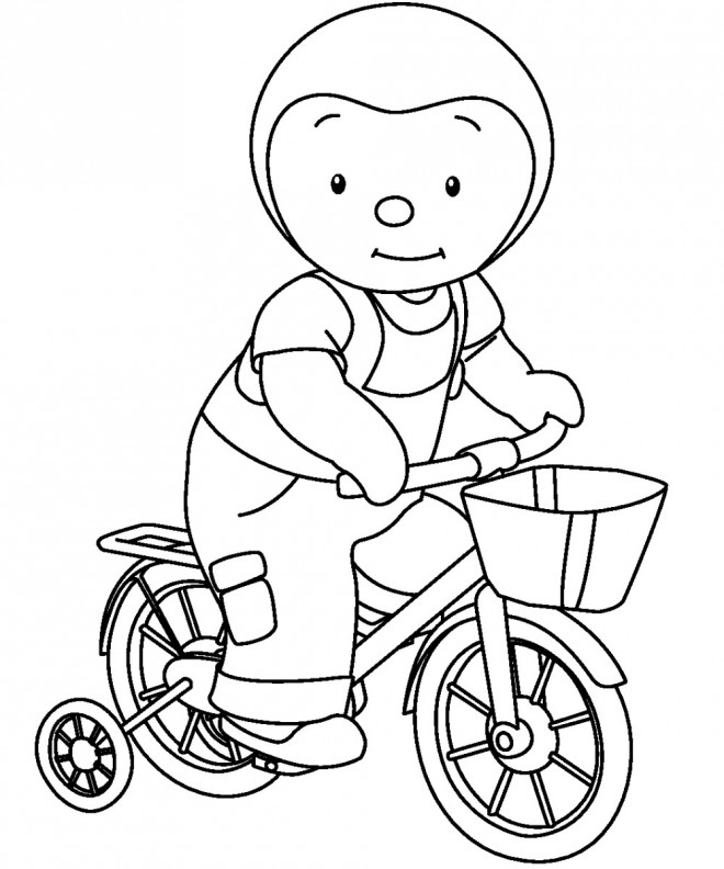 Coloriage et dessins gratuits Tchoupi sur son vélo à imprimer