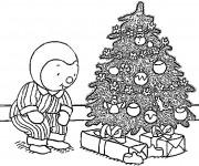 Coloriage Tchoupi et l'arbre de noël