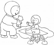 Coloriage et dessins gratuit Tchoupi joue avec Papa Toine à imprimer