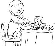 Coloriage et dessins gratuit Tchoupi prepare un gateau à imprimer