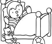 Coloriage et dessins gratuit Tchoupi se réveille facile à imprimer