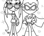 Coloriage Jinx et Robin Teen Titans Go Kawaii