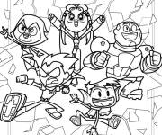 Coloriage Les Teen Titans brisent le mur