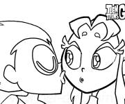 Coloriage Robin embrace Starfire
