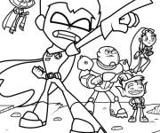Coloriage Robin et son &eacute;quipe pr&ecirc;ts &agrave; se battre