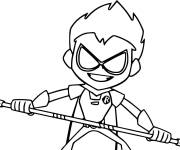 Coloriage Robin pr&ecirc;t pour attaquer