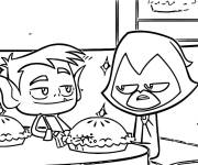 Coloriage Sc&egrave;ne de Beast Boy et Raven