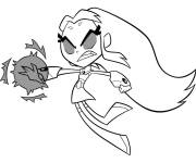 Coloriage Starfire et l'attaque de feu