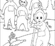 Coloriage et dessins gratuit Les T&eacute;l&eacute;tubbies avec Po sur scooter à imprimer
