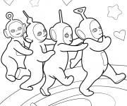 Coloriage Les T&eacute;l&eacute;tubbies conga en dansant