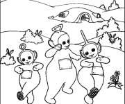 Coloriage Les T&eacute;l&eacute;tubbies dans leur maison