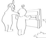 Coloriage et dessins gratuit Les T&eacute;l&eacute;tubbies en jouant sur le piano à imprimer