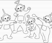 Coloriage Les T&eacute;l&eacute;tubbies jouent avec les boules de neige