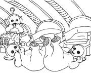 Coloriage Les T&eacute;l&eacute;tubbies s'amusent avant de dormir