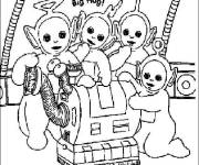 Coloriage Les T&eacute;l&eacute;tubbies s'amusent avec Noo-Noo l&rsquo;aspirateur