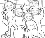 Coloriage Moulin &agrave; vent derri&egrave;re les T&eacute;l&eacute;tubbies