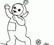 Coloriage T&eacute;l&eacute;tubbie aime les fleurs