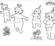 Coloriage et dessins gratuit T&eacute;l&eacute;tubbie avec des fleurs en ligne à imprimer