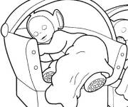 Coloriage T&eacute;l&eacute;tubbie en dormant sur la chais