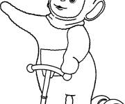 Coloriage et dessins gratuit T&eacute;l&eacute;tubbie s'amuse en conduisant son scooter à imprimer