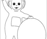 Coloriage T&eacute;l&eacute;tubbies avec une grosse boule de neige