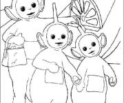 Coloriage et dessins gratuit T&eacute;l&eacute;tubbies devant la maison à imprimer