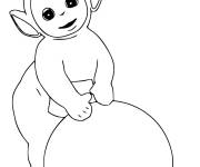 Coloriage T&eacute;l&eacute;tubbies La-La avec une boule de neige