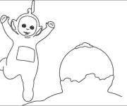 Coloriage T&eacute;l&eacute;tubbies s'amuse avec la neige