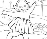 Coloriage Tinky Winky T&eacute;l&eacute;tubbie en dansant