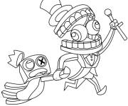 Coloriage Caine et Blue en aventures rigolote