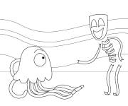 Coloriage Gangle avec un calmar