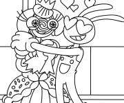 Coloriage Jax et Princesse Loolilalu en dansant