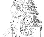 Coloriage Jax, Pomni apporte les cadeaux de Noel