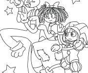 Coloriage Jax, Rgatha et Pomni en jouant