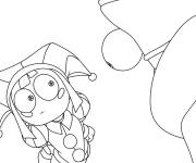 Coloriage Kinger en parlant &agrave; Pomni