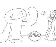 Coloriage Kinger pendant l'heur de gouter