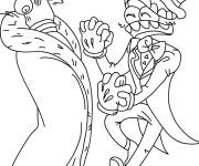 Coloriage Kinger s'amuse avec Caine