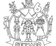 Coloriage L'anniversaire du cirque num&eacute;rique incroyable