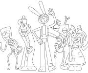 Coloriage L'&eacute;quipe de Gangle, Kinger, Jax, Zooble, Ragatha
