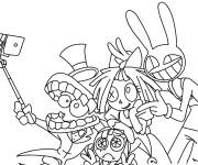 Coloriage Les personnages de The Amazing Digital Circus prennent une selfie