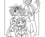 Coloriage Les trois amis de cartoon Ragatha et Jax et Pomni