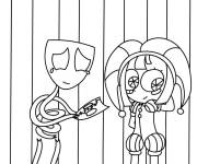 Coloriage Personnages aimables Gangle et Pomni